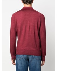 dunkelroter bestickter Wollpolo pullover von Etro