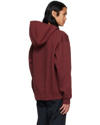 dunkelroter Fleece-Pullover mit einem Kapuze von Nike