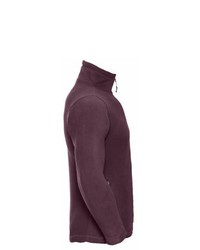 dunkelroter Fleece-Pullover mit einem Reißverschluss am Kragen von Russell