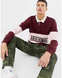 dunkelroter horizontal gestreifter Polo Pullover von Abercrombie & Fitch