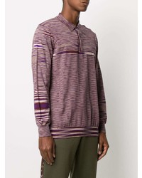 dunkelroter horizontal gestreifter Polo Pullover von Missoni