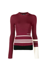 dunkelroter horizontal gestreifter Pullover mit einem Rundhalsausschnitt von Calvin Klein 205W39nyc