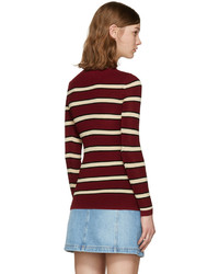 dunkelroter horizontal gestreifter Pullover von Etoile Isabel Marant