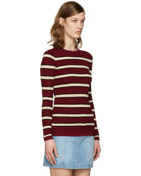 dunkelroter horizontal gestreifter Pullover von Etoile Isabel Marant