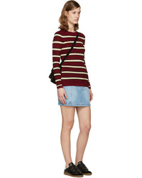 dunkelroter horizontal gestreifter Pullover von Etoile Isabel Marant