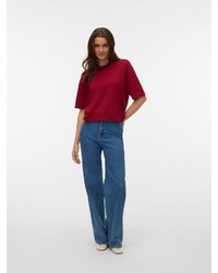 dunkelroter Kurzarmpullover von Vero Moda