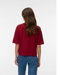 dunkelroter Kurzarmpullover von Vero Moda