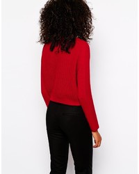 dunkelroter kurzer Pullover von Vero Moda
