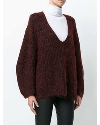 dunkelroter Oversize Pullover von T by Alexander Wang