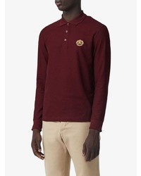 dunkelroter Polo Pullover aus Baumwolle von Burberry