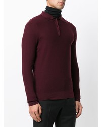 dunkelroter Polo Pullover von Fashion Clinic Timeless