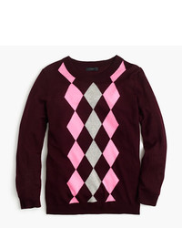 dunkelroter Pullover mit Argyle-Muster