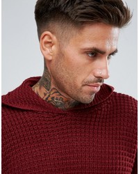 dunkelroter Pullover mit einem Kapuze