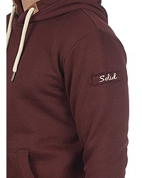 dunkelroter Pullover mit einem Kapuze von Solid