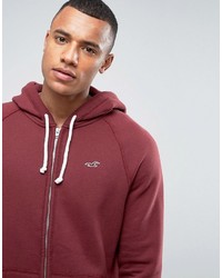 dunkelroter Pullover mit einem Kapuze von Hollister