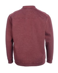 dunkelroter Pullover mit einem Reißverschluss am Kragen von Big fashion