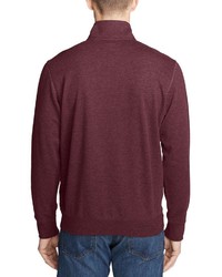 dunkelroter Pullover mit einem Reißverschluss am Kragen von Eddie Bauer