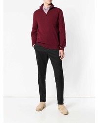 dunkelroter Pullover mit einem Reißverschluss am Kragen von Polo Ralph Lauren