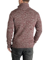 dunkelroter Pullover mit einem Reißverschluss am Kragen von Solid