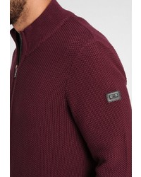 dunkelroter Pullover mit einem Reißverschluß von Funky Buddha