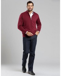 dunkelroter Pullover mit einem Reißverschluß von MEN PLUS BY HAPPY SIZE