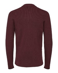 dunkelroter Pullover mit einem Reißverschluß von Selected Homme