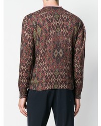 dunkelroter Pullover mit einem Rundhalsausschnitt mit Norwegermuster von Etro