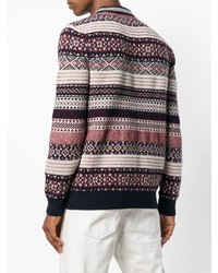 dunkelroter Pullover mit einem Rundhalsausschnitt mit Norwegermuster von Kent & Curwen