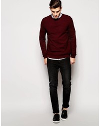 dunkelroter Pullover mit einem Rundhalsausschnitt von Asos