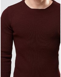 dunkelroter Pullover mit einem Rundhalsausschnitt von Asos