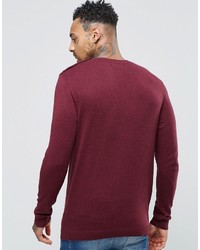 dunkelroter Pullover mit einem Rundhalsausschnitt von Asos