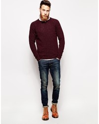 dunkelroter Pullover mit einem Rundhalsausschnitt von Asos