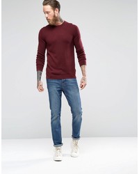 dunkelroter Pullover mit einem Rundhalsausschnitt von Asos