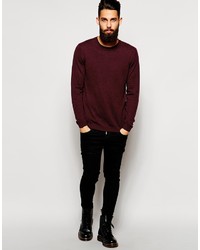 dunkelroter Pullover mit einem Rundhalsausschnitt von Asos