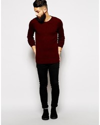 dunkelroter Pullover mit einem Rundhalsausschnitt von Asos