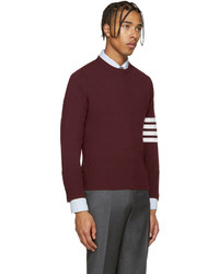 dunkelroter Pullover mit einem Rundhalsausschnitt von Thom Browne