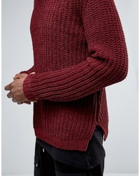 dunkelroter Pullover mit einem Rundhalsausschnitt von Asos