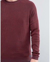 dunkelroter Pullover mit einem Rundhalsausschnitt von Selected