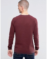 dunkelroter Pullover mit einem Rundhalsausschnitt von Selected