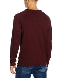 dunkelroter Pullover mit einem Rundhalsausschnitt von Jack & Jones