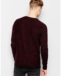 dunkelroter Pullover mit einem Rundhalsausschnitt von Jack and Jones