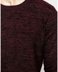 dunkelroter Pullover mit einem Rundhalsausschnitt von Jack and Jones