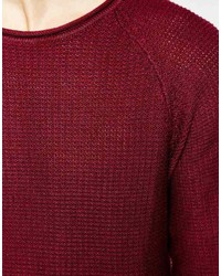 dunkelroter Pullover mit einem Rundhalsausschnitt von Jack and Jones