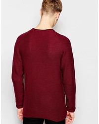 dunkelroter Pullover mit einem Rundhalsausschnitt von Jack and Jones