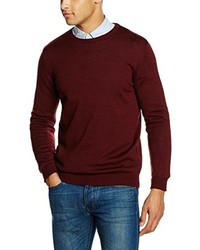 dunkelroter Pullover mit einem Rundhalsausschnitt von Paul James Knitwear