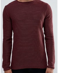 dunkelroter Pullover mit einem Rundhalsausschnitt von Solid