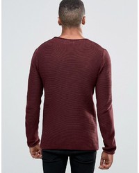 dunkelroter Pullover mit einem Rundhalsausschnitt von Solid