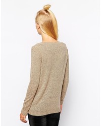 dunkelroter Pullover mit einem Rundhalsausschnitt von Selected