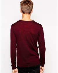 dunkelroter Pullover mit einem Rundhalsausschnitt von Selected