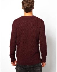 dunkelroter Pullover mit einem Rundhalsausschnitt von Selected